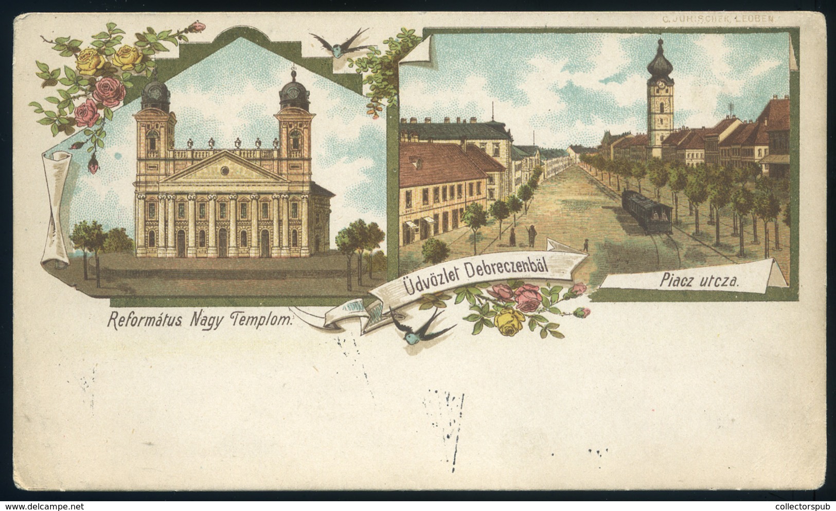 DEBRECEN Litho Képeslap (hátoldalon Címerrel)  /  Litho   Vintage Pic. P.card  (coat-of-arms On Back) - Hungary