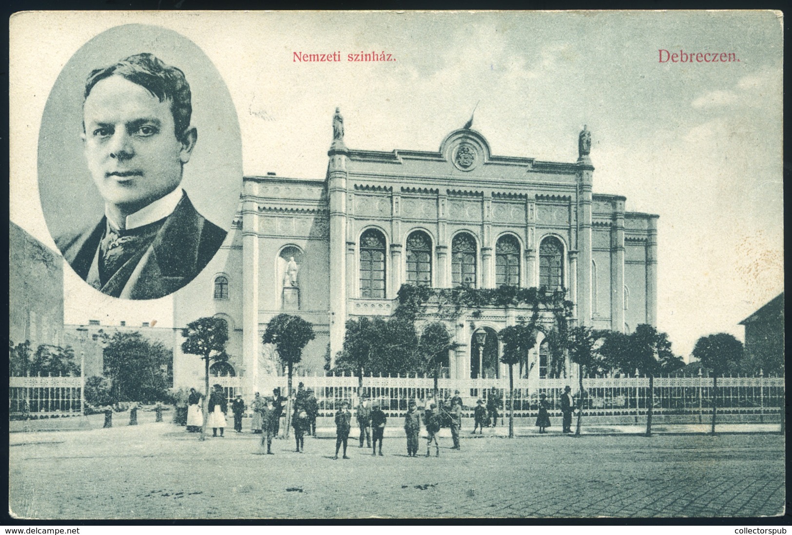 DEBRECEN 1911. Nemzeti Színház, Régi Képeslap , Mozgópostával  /  Nat. Theater   Vintage Pic. P.card  Via TPO - Hungary