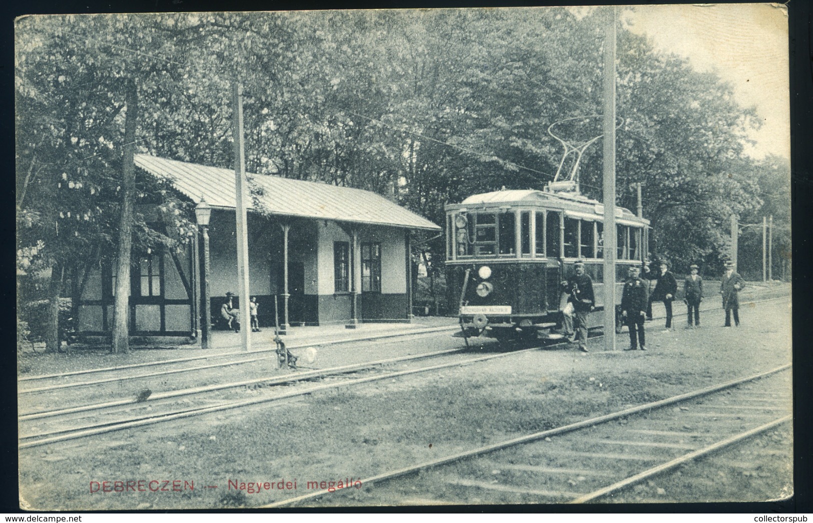 DEBRECEN 1914. Nagyerdei Megálló, Villamos , Régi Képeslap  /  Nagyerdei Station , Tram,   Vintage Pic. P.card - Hongrie