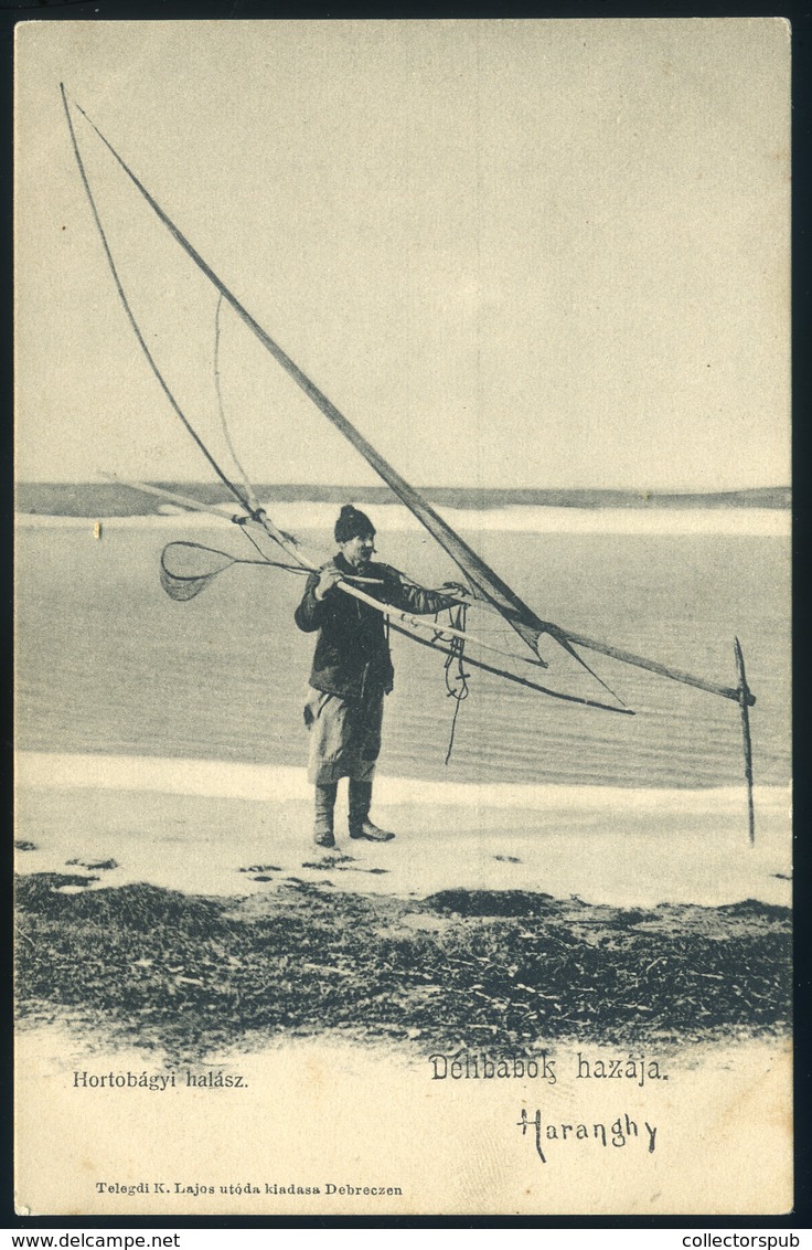 HORTOBÁGY 1900. Cca. Halász. Régi Képeslap  /  Fisherman   Vintage Pic. P.card - Hungría