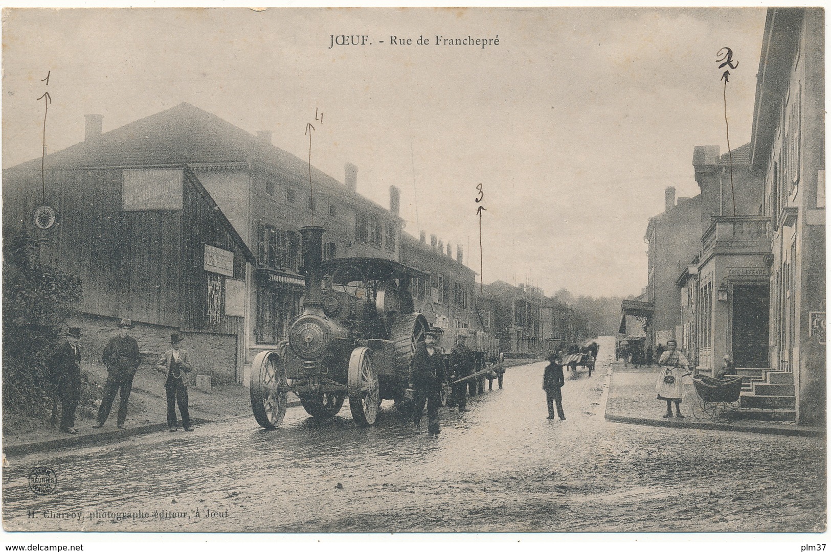 JOEUF - Rue De Franchepré, Tracteur à Vapeur - 2 Scans - Autres & Non Classés