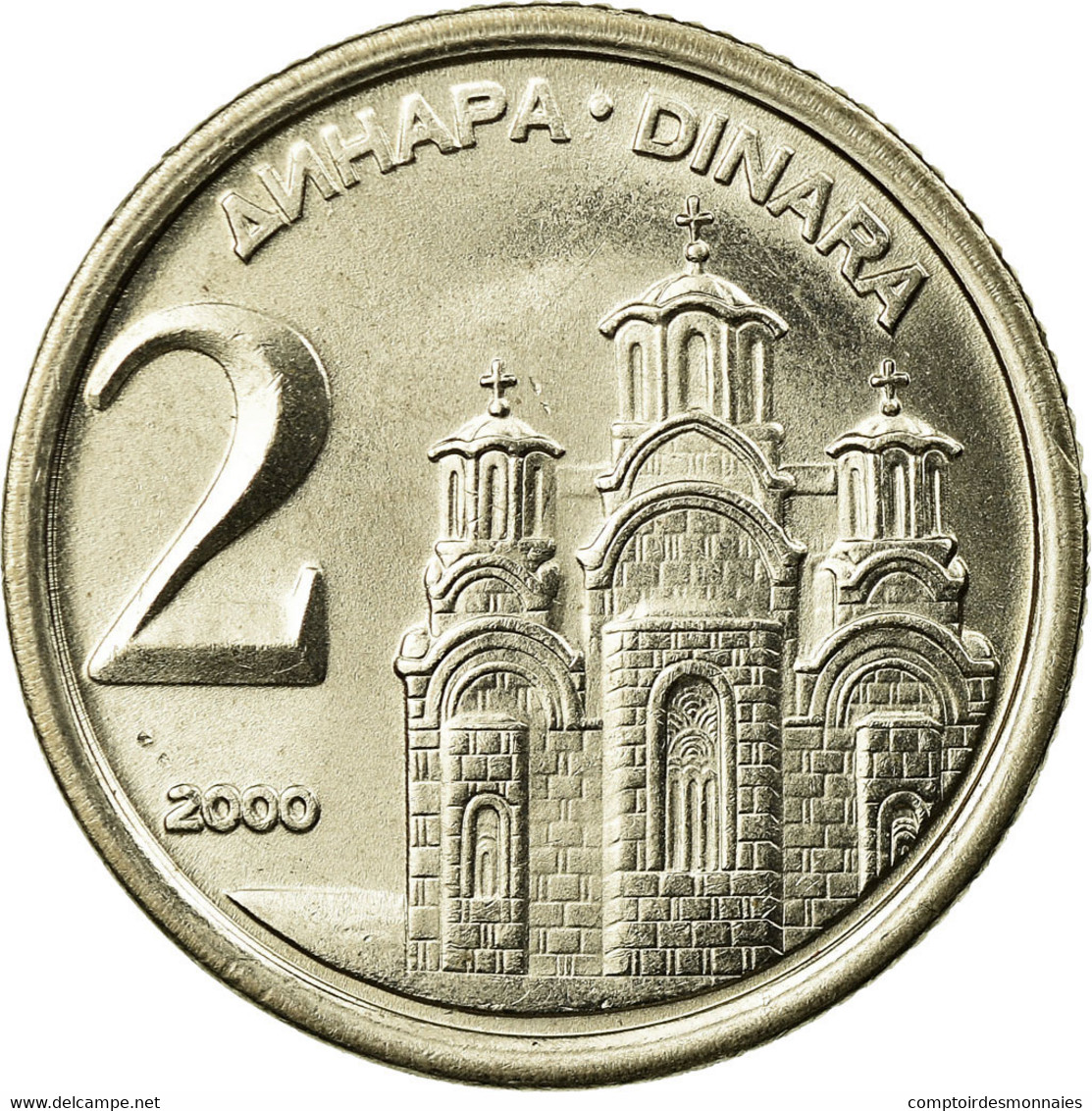 Monnaie, Yougoslavie, 2 Dinara, 2000, Belgrade, SUP, Copper-Nickel-Zinc, KM:181 - Yougoslavie