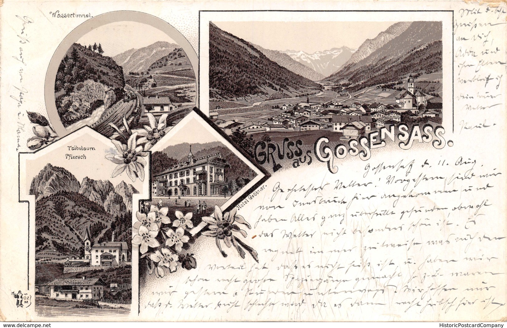 GOSSENSASS-WASSERTUNNEL-TRIBULAUM PFLERSCH 1896 POSTMARK POSTCARD 40183 E - Other & Unclassified