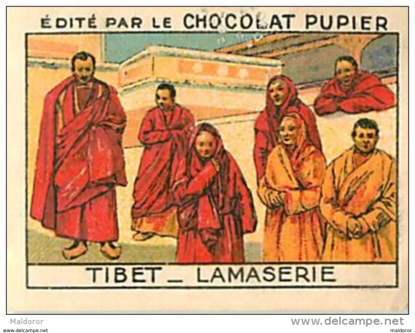 PU3      CHINE TIBET  LAMASERIE LAMAS CHINA ASIA ASIE COREE TRADECARD   7 X 5 Cm Chocolat Tradecard - Altri & Non Classificati