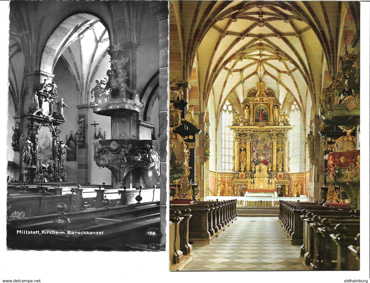 3010x: 2 AKs 9872 Millstatt Am See, Kirche Mit Barockkanzel, Ungelaufen, Um 1974 - Spittal An Der Drau