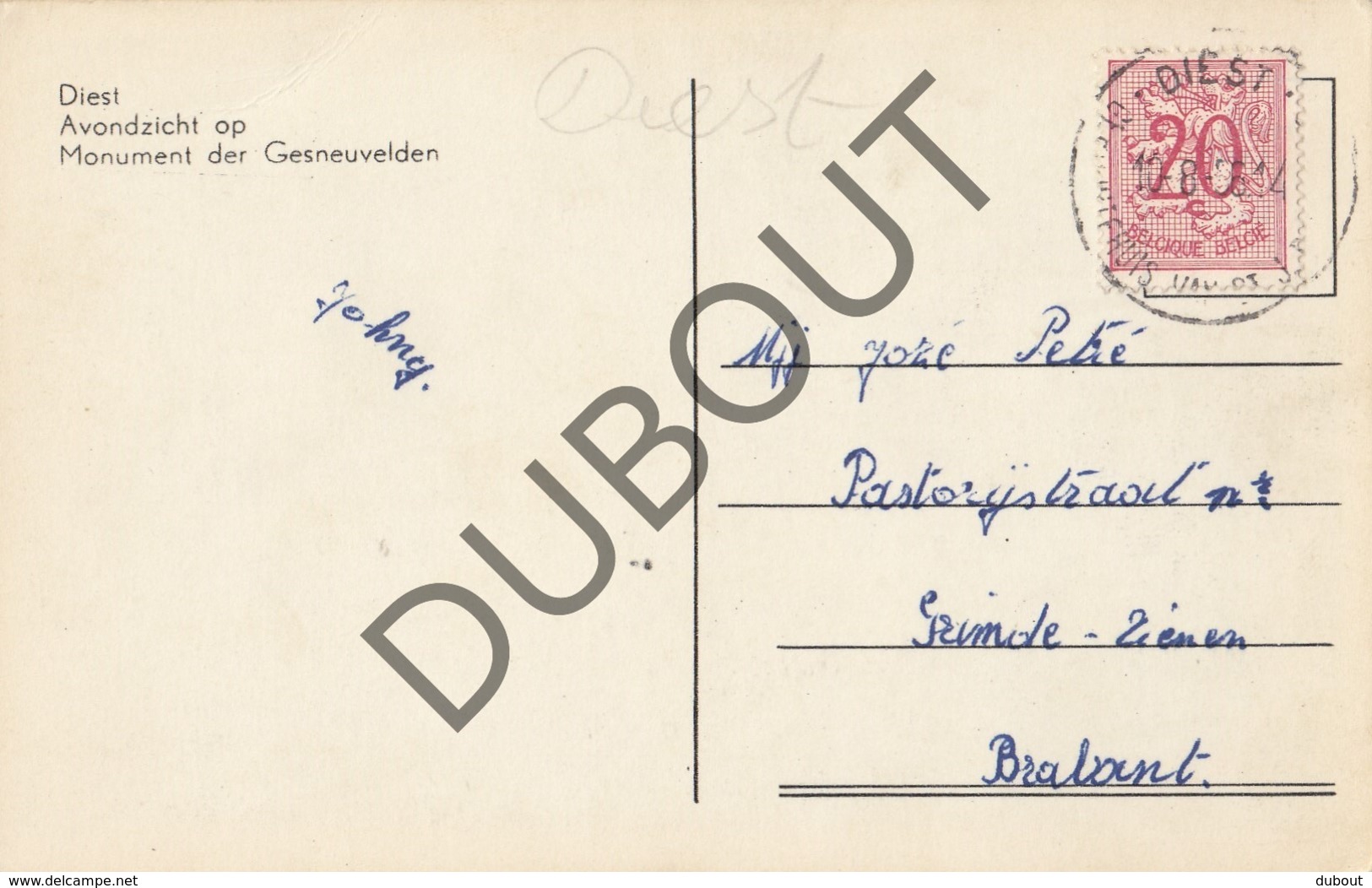 Postkaart-Carte Postale DIEST Monument Der Gesneuvelden  (o673b) - Diest