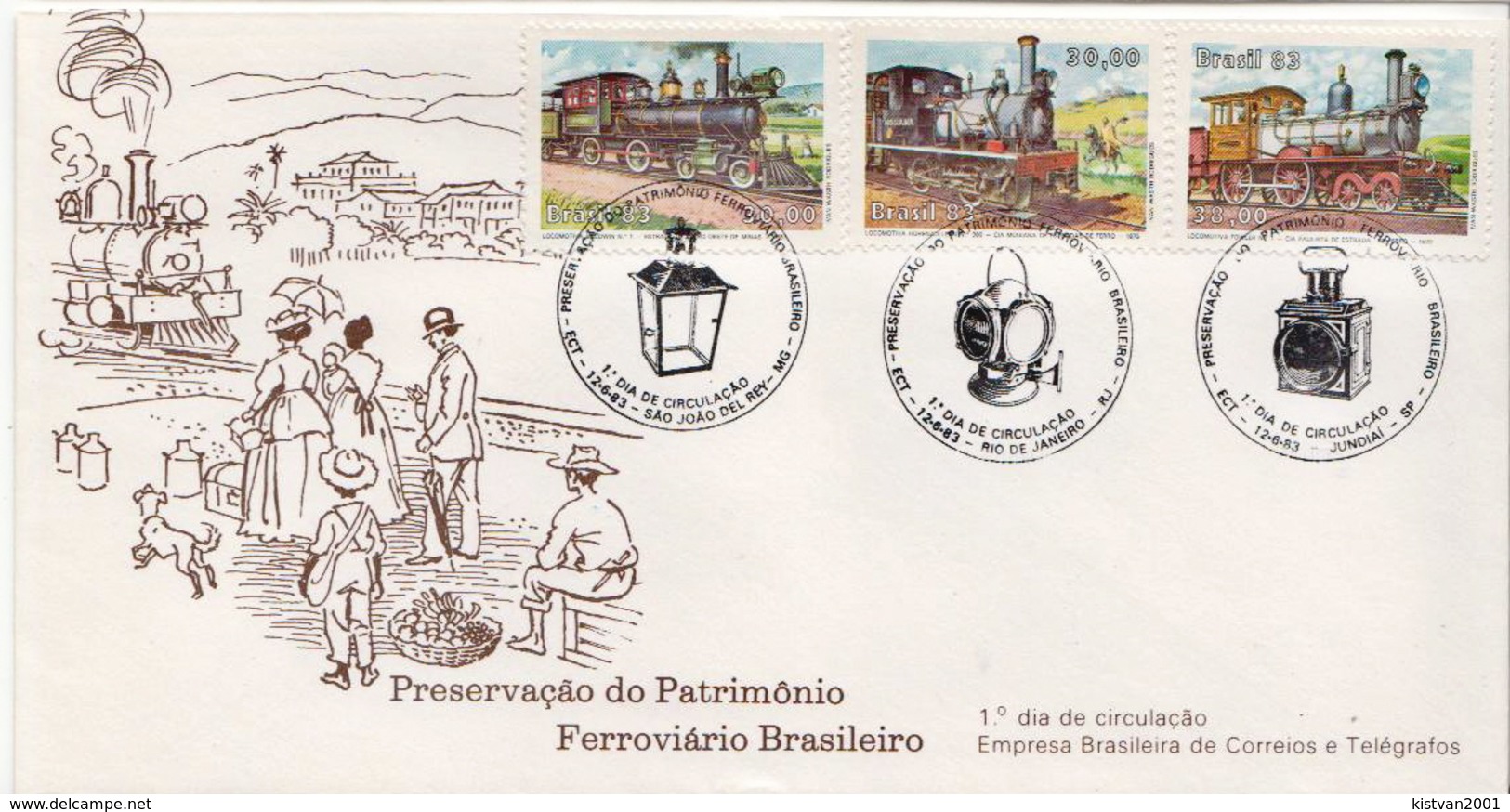 Brazil Set On FDC - Trains