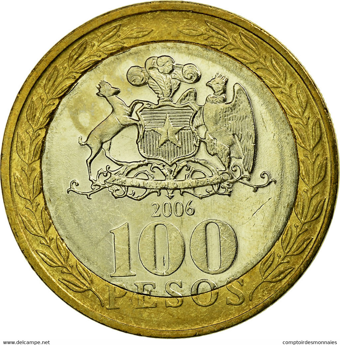 Monnaie, Chile, Native People, 100 Pesos, 2006, Santiago, TTB+, Bi-Metallic - Chile