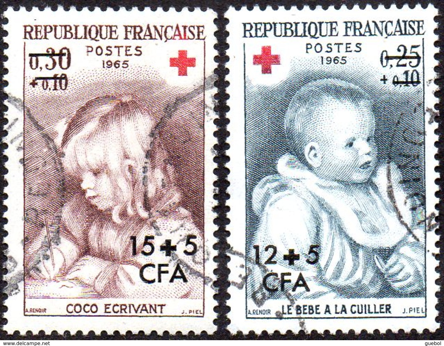 Réunion Obl. N° 366 Et 367 - Croix Rouge - Tableaux De Renoir - Gebruikt