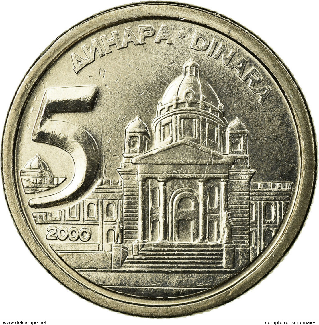 Monnaie, Yougoslavie, 5 Dinara, 2000, Belgrade, SUP, Copper-Nickel-Zinc, KM:182 - Yougoslavie