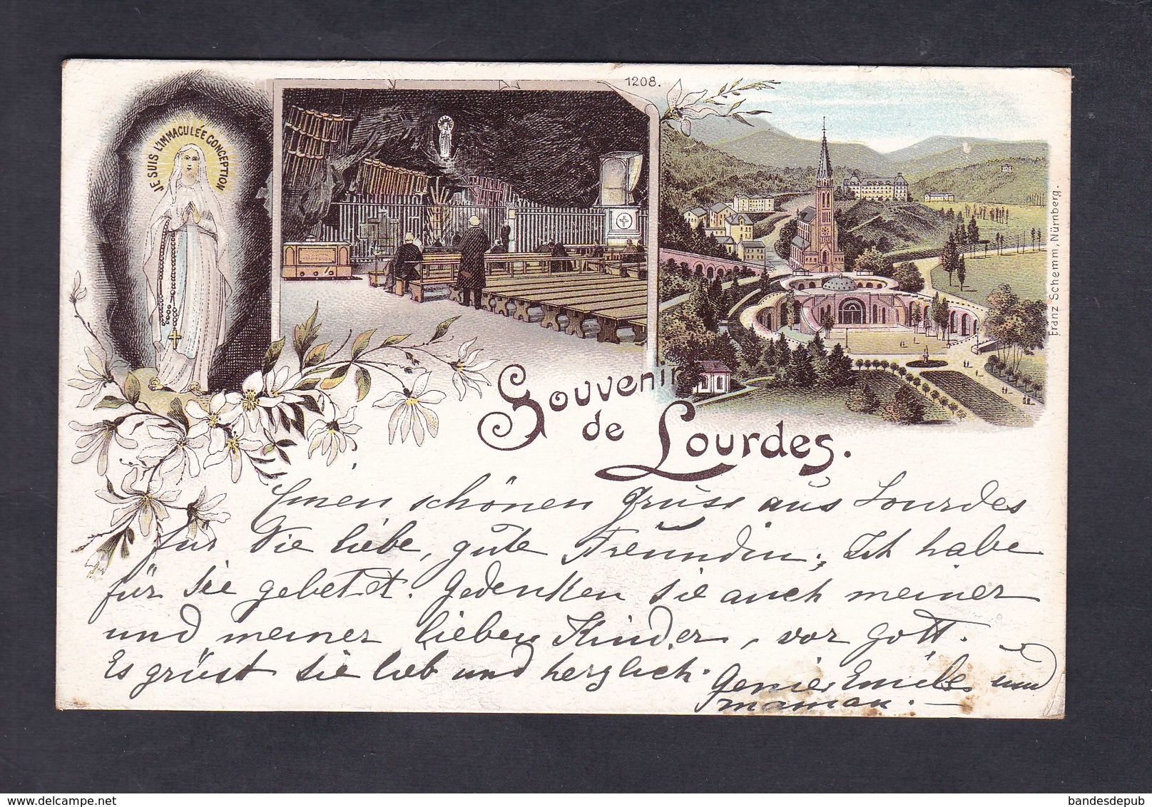 Vente Immediate Souvenir De Lourdes ( Multivues Chromo Lithographie Franz Schemm Nürnberg) - Lourdes