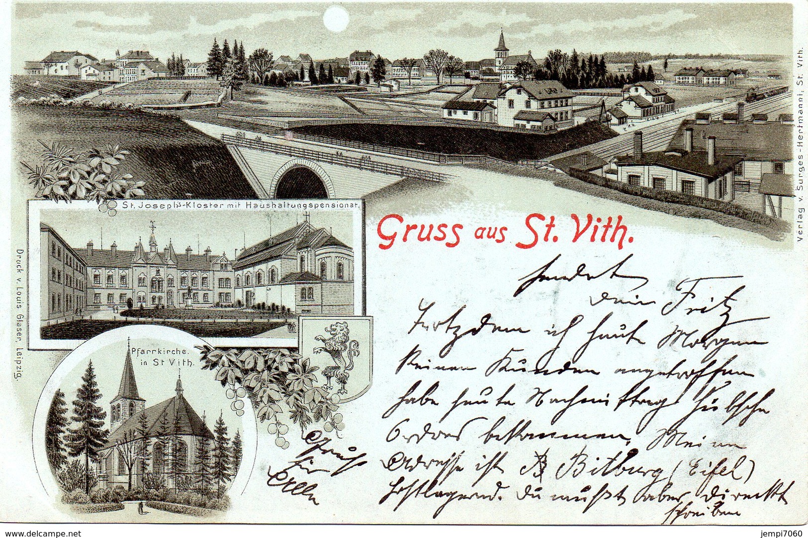 SANKT-VITH : Gruss Aus / Carte Affranchie Et Oblitérée En Allemagne En 1900 (voir Scans) - Sankt Vith