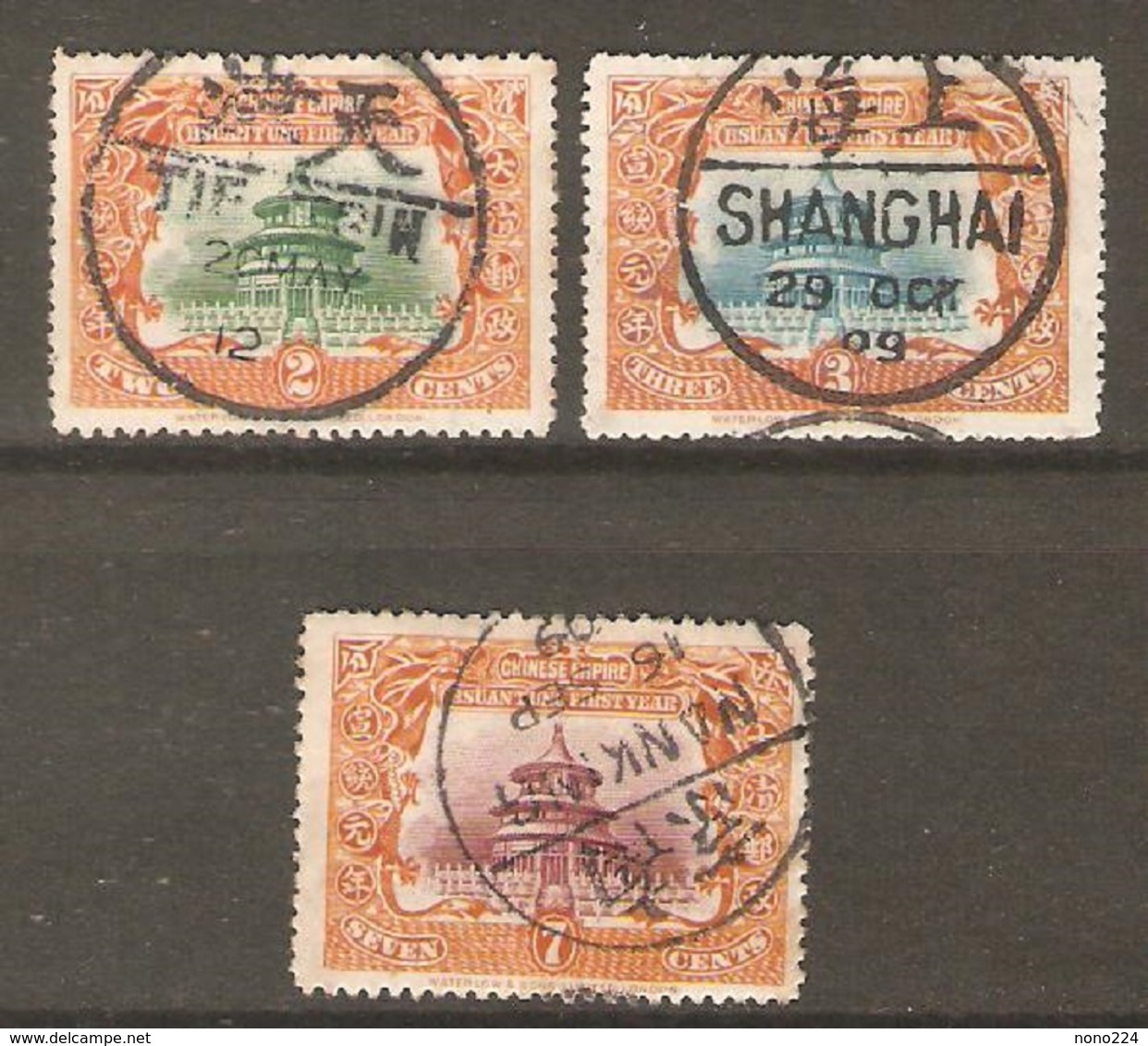 3 Timbres De 1909 ( Chine ) - Usados