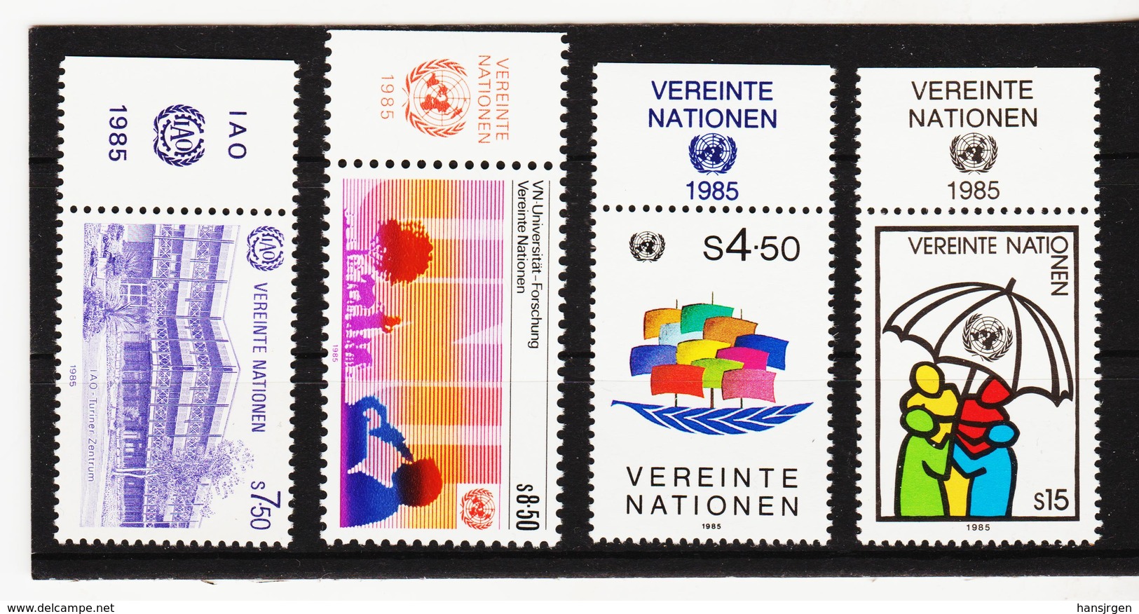 SRO291 UNO WIEN 1985 MICHL 47/50  MIT TABS (RANDZIERFELDER) **  POSTFRISCH - Ungebraucht