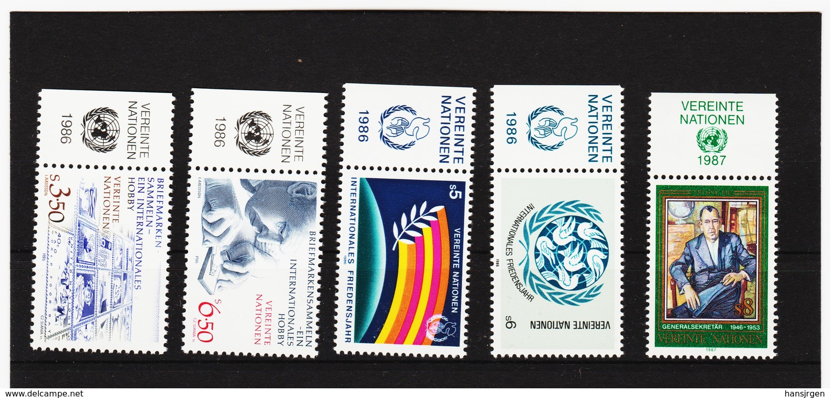 SRO294 UNO WIEN 1986/87 MICHL 60/63 + 68  MIT TABS (RANDZIERFELDER) **  POSTFRISCH - Ungebraucht