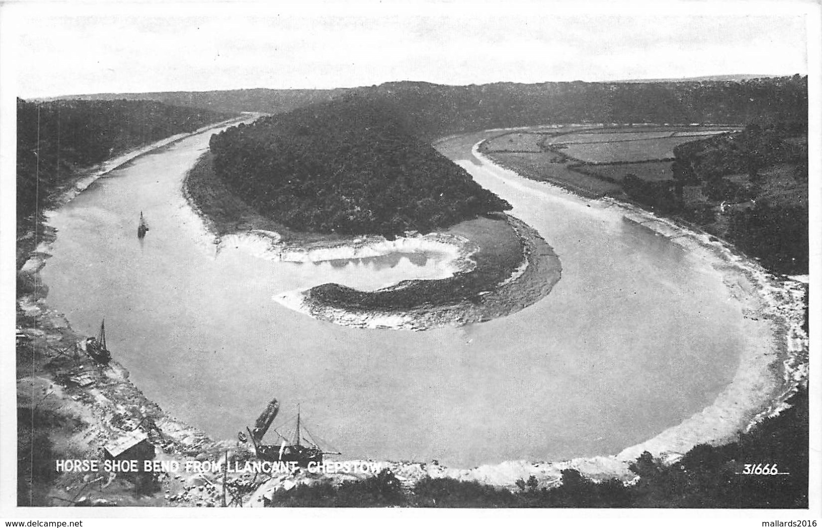 CHEPSTOW - HORSE SHOE BEND FROM LLANCANT ~ AN OLD PHOTO POSTCARD #88145 - Monmouthshire