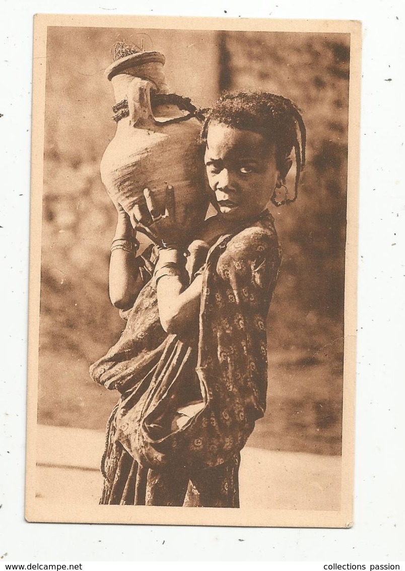 Cp, ALGERIE ,BISKRA ,porteuse D'eau ,enfant ,vierge, Ed. Maure - Biskra