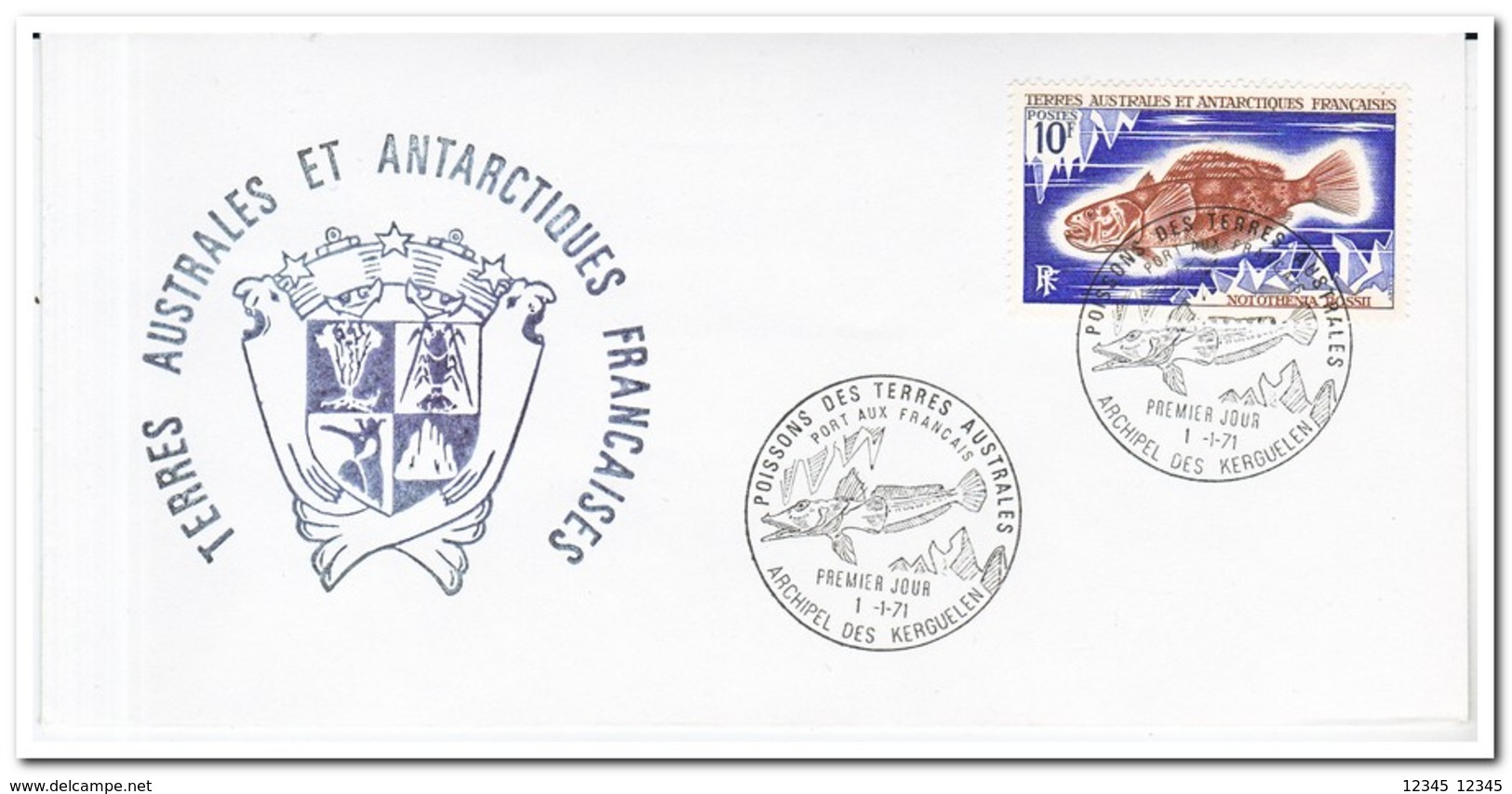 Frans Antarctica 1971, FDC, Fish - FDC