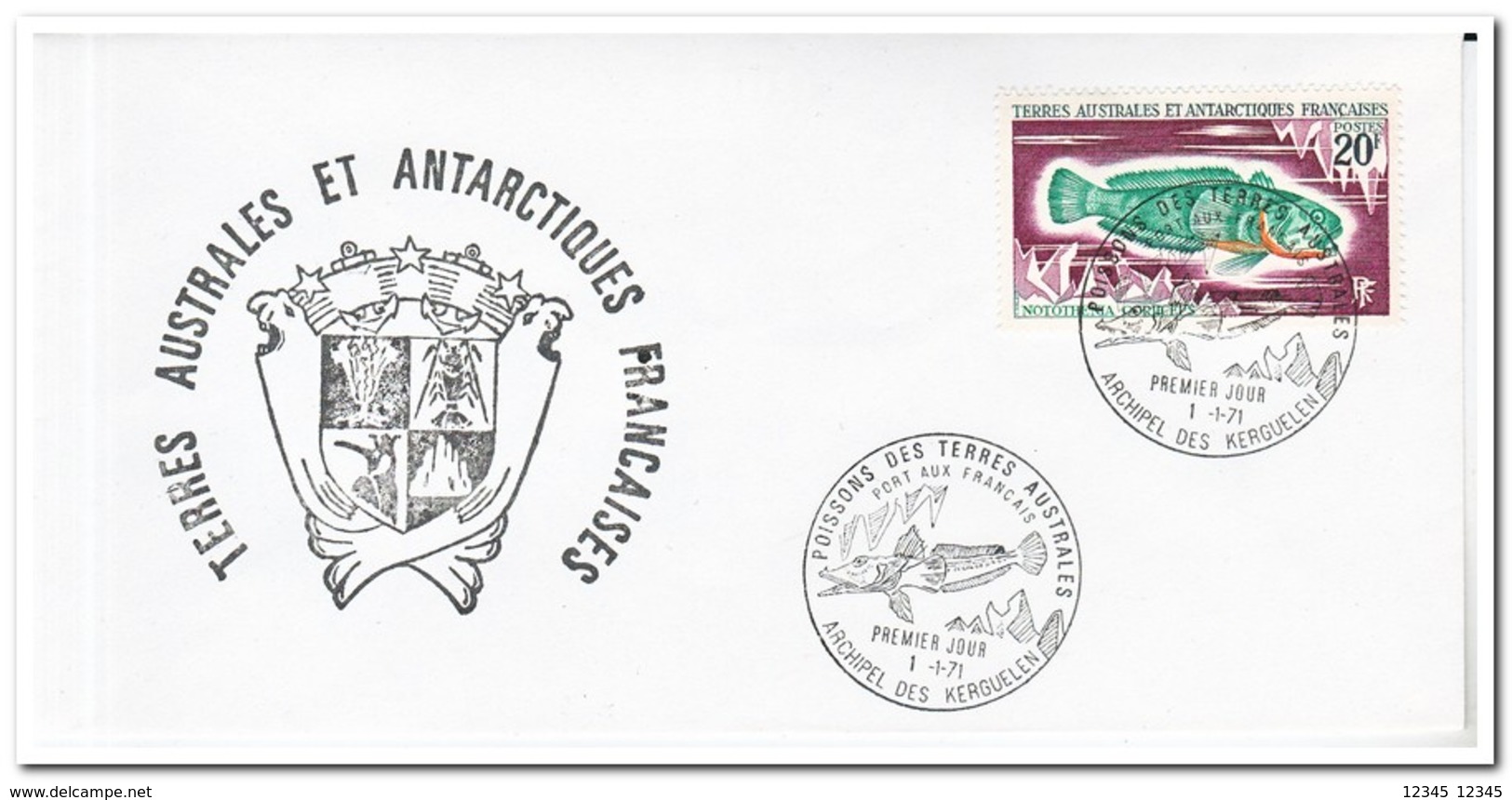 Frans Antarctica 1971, FDC, Fish - FDC