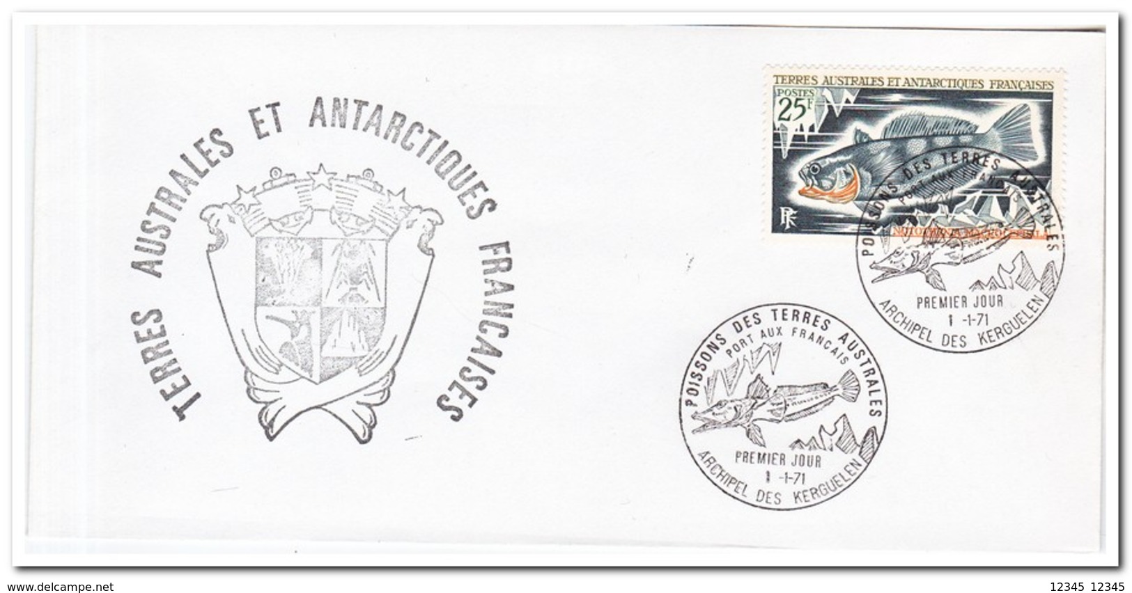 Frans Antarctica 1971, FDC, Fish - FDC