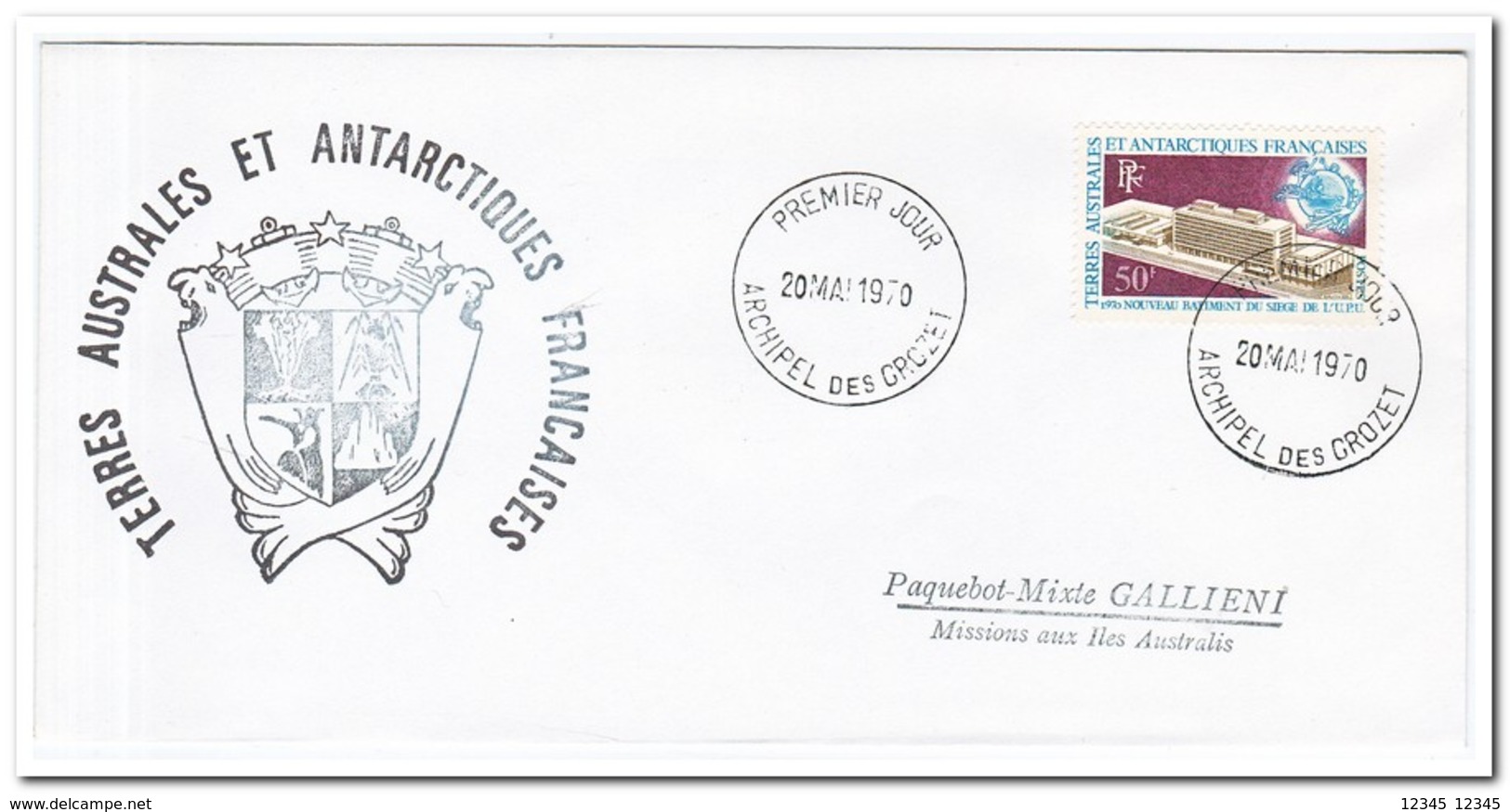 Frans Antarctica 1970, FDC, Inauguration Of The New Headquarters Of The Universal Postal Union UPU In Bern - FDC