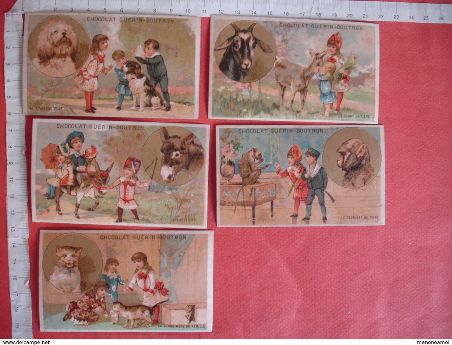 Lot De 5 Theme Animaux Chervre Singe Ane Chien Chat Chocolat Guerin Boutron - Guérin-Boutron