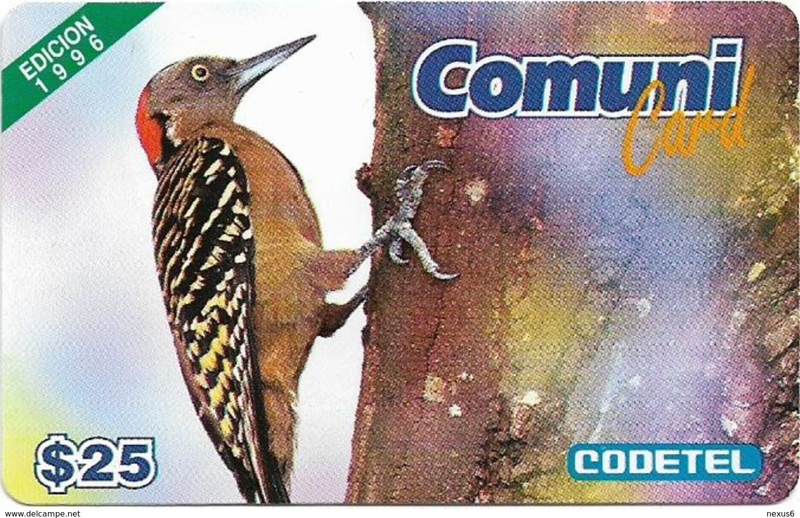 Dominican Rep. - Codetel (ComuniCard) El Carpintero Bird, 1996 Edit. - 31.03.1997, 25$, Remote Mem. Used - Dominicaanse Republiek