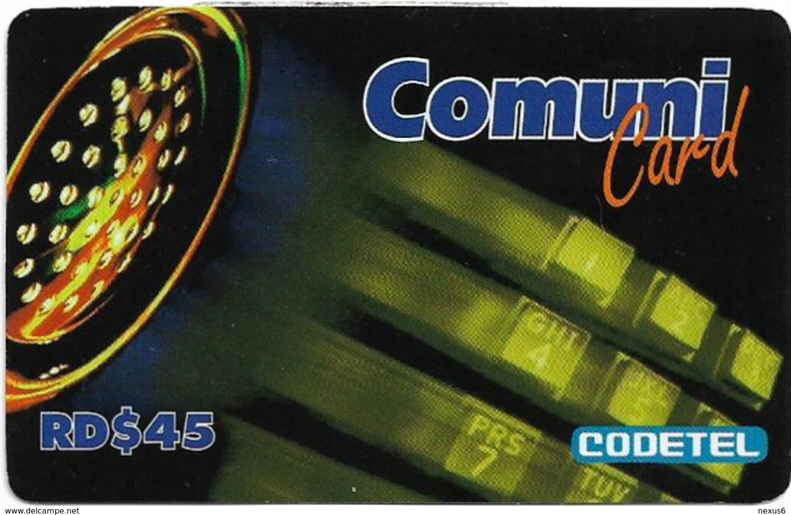Dominican Rep. - Codetel (ComuniCard) Phone - 45RD$, Remote Mem. Used - Dominicana