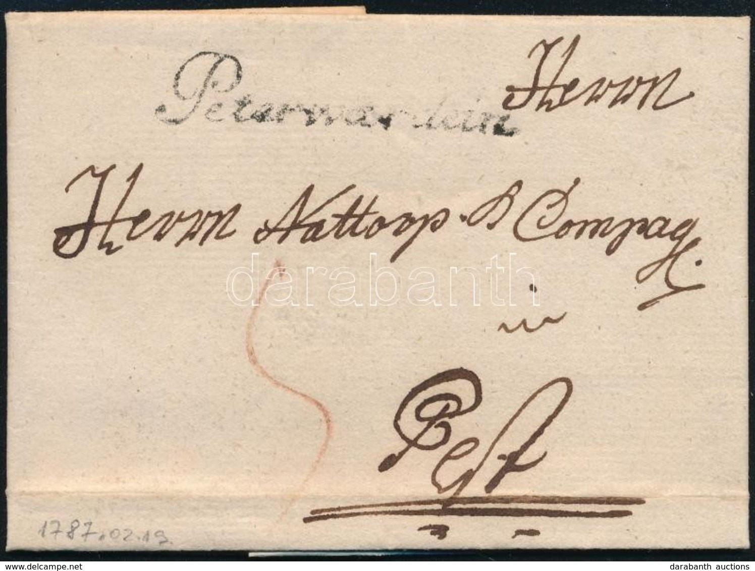 1787 Portós Levél / Unpaid Cover 'Peterwardein' - Pest - Sonstige & Ohne Zuordnung