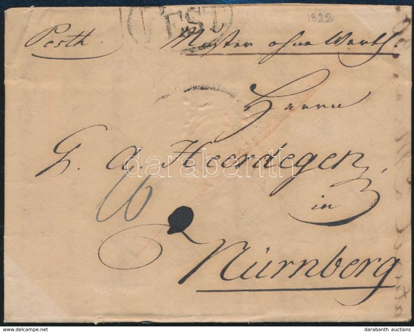 1822 Portós Levél / Unpaid Cover 'PEST' - Nürnberg - Andere & Zonder Classificatie