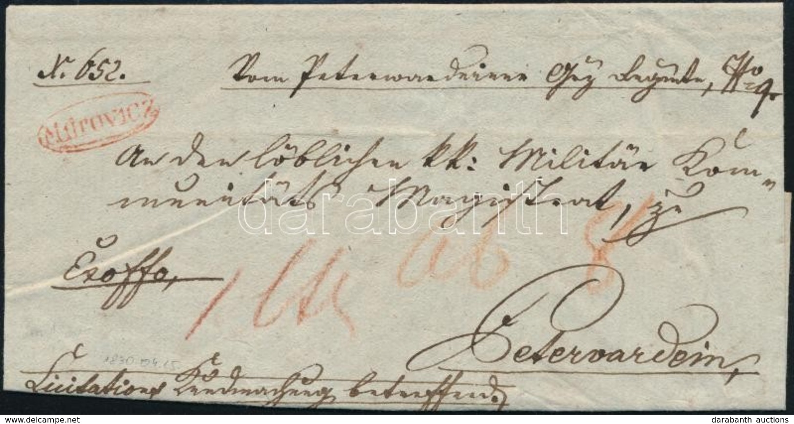 1830 Ex Offo Piros/red 'Mitrovicz' - Peterwardein - Andere & Zonder Classificatie