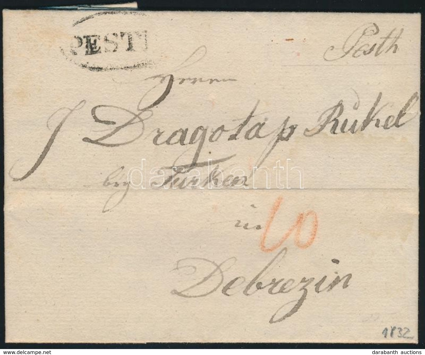 1832 Portós Levél / Unpaid Cover 'PESTH' - Debrezin - Other & Unclassified