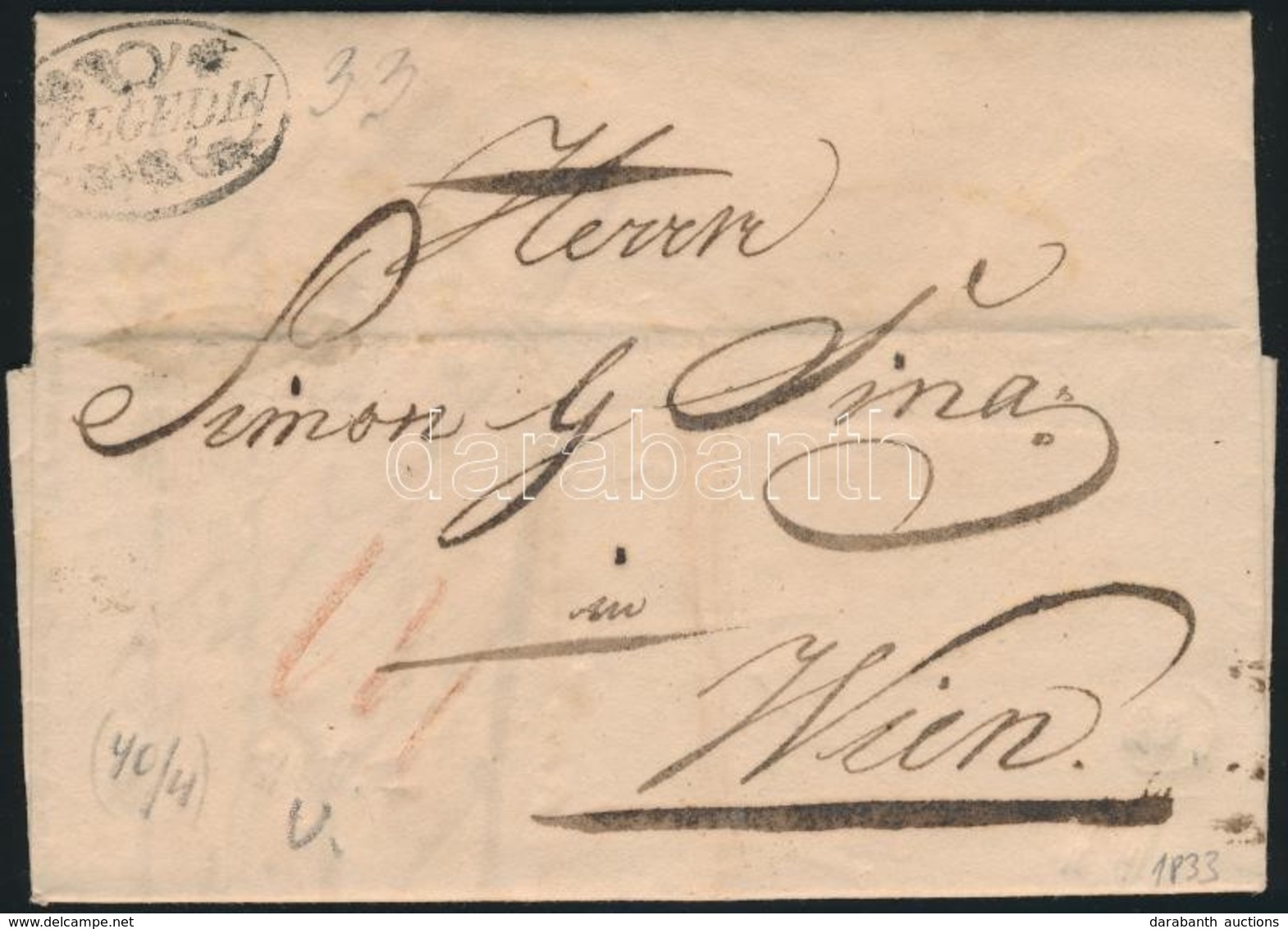 1833 Portós Levél / Unpaid Cover 'SZEGEDIN' - Wien - Sonstige & Ohne Zuordnung