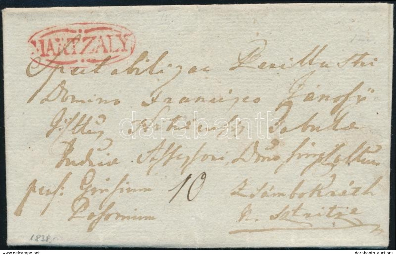 1838 Portós Levél / Unpaid Cover Piros/red 'MARTZALY' - Zsámbokrét - Andere & Zonder Classificatie