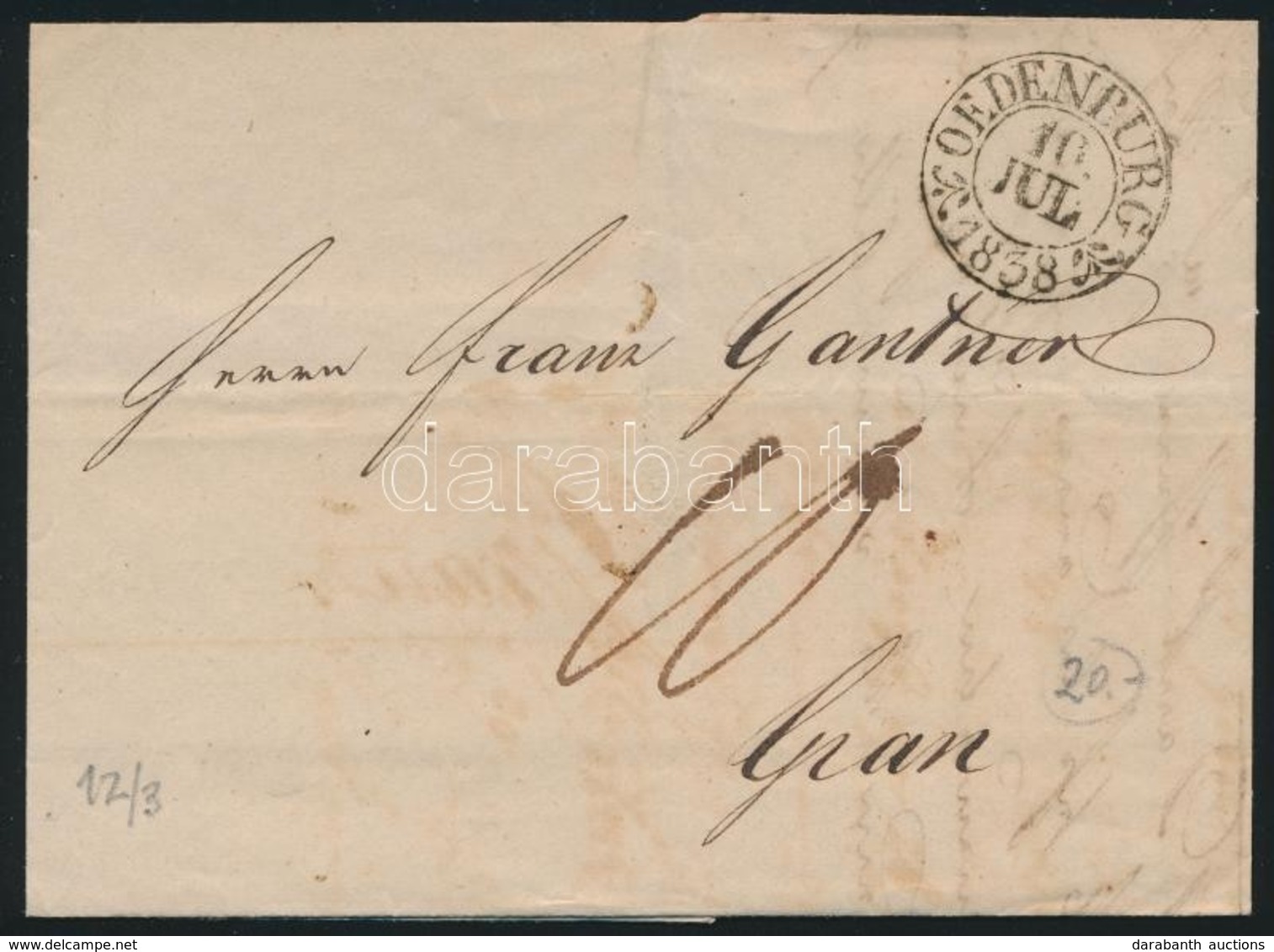 1838 Levél / Cover 'OEDENBURG' - Gran - Other & Unclassified