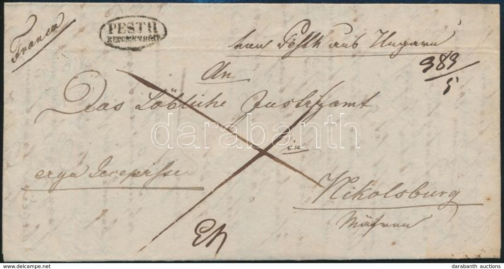 1838 Franco Levél / Cover 'PESTH / RECOMMANDIRT' - Nikolsburg - Altri & Non Classificati