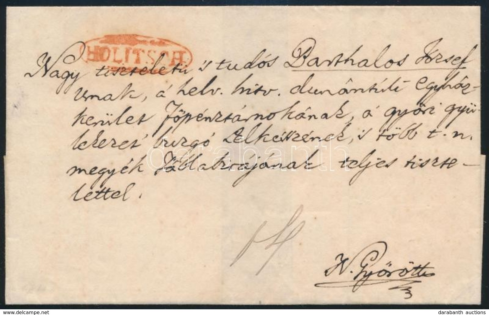 1840 Levél Piros / Cover With Red 'HOLITSCH' - Győr (Gudlin 600 P) - Altri & Non Classificati