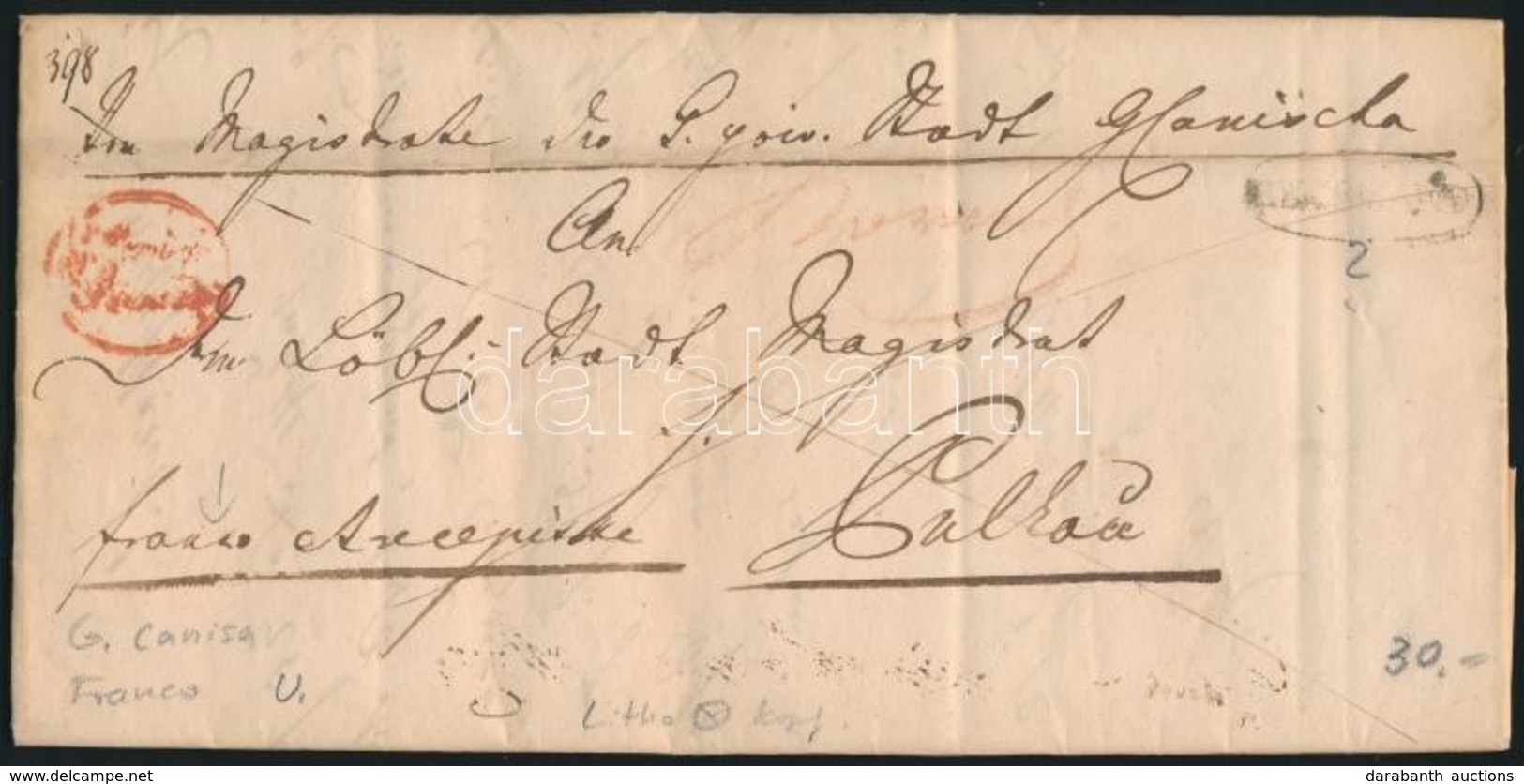 1842 Franco Piros / Red 'G.Canisa / Franco' - 'PULKAU' - Other & Unclassified