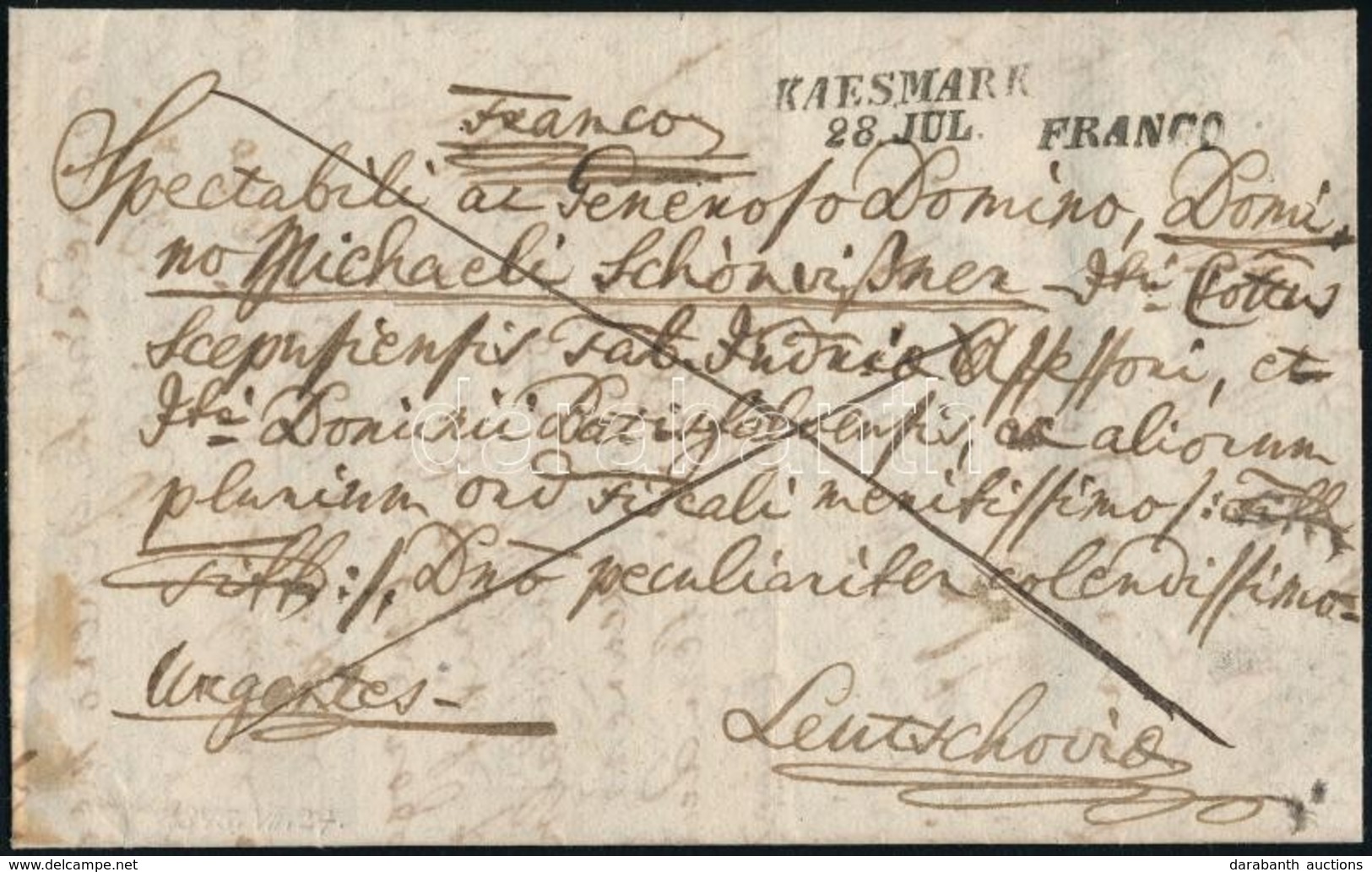 1845 Francoa Levél / Cover 'KAESMARK' - Other & Unclassified