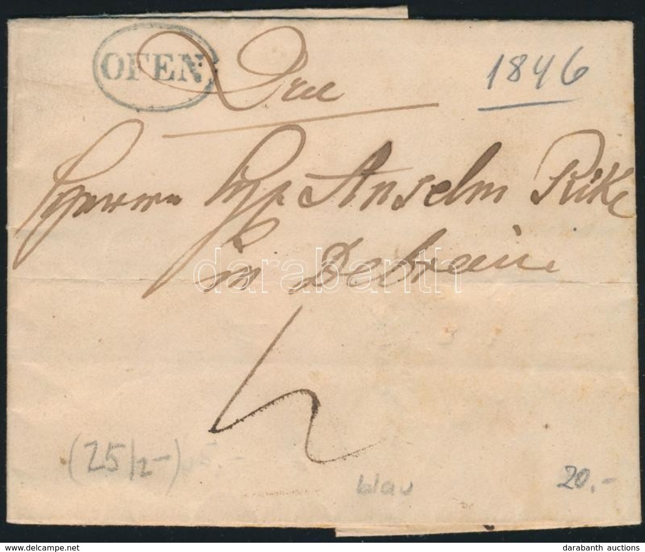 1846 Levél / Cover, Kék / Blue 'OFEN' - Altri & Non Classificati