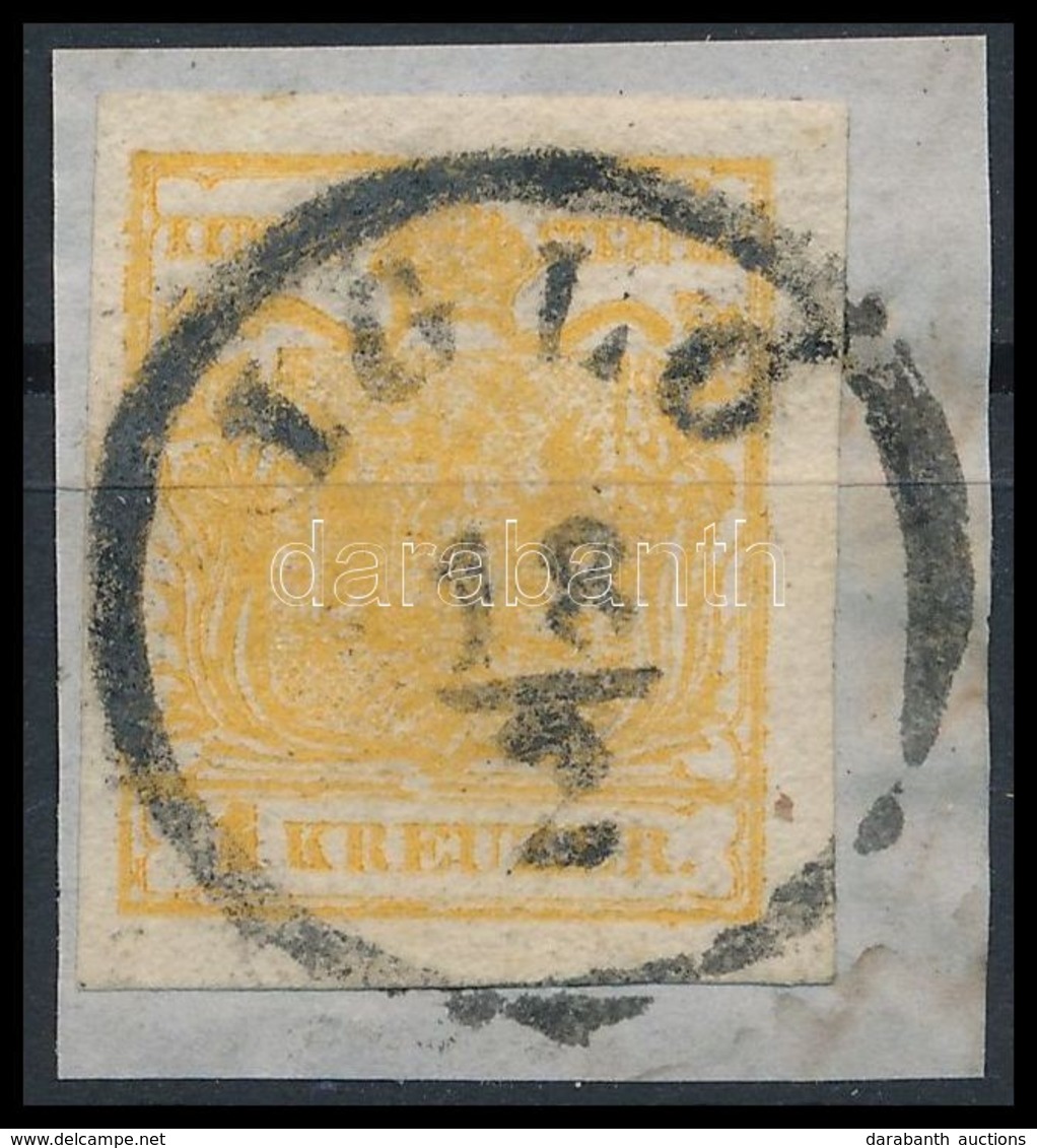 1850 1kr Narancsokker HP Ib, Túlfestékezett / Orange Ocher, Overinked 'IGLÓ' Certificate: Ferchenbauer - Autres & Non Classés