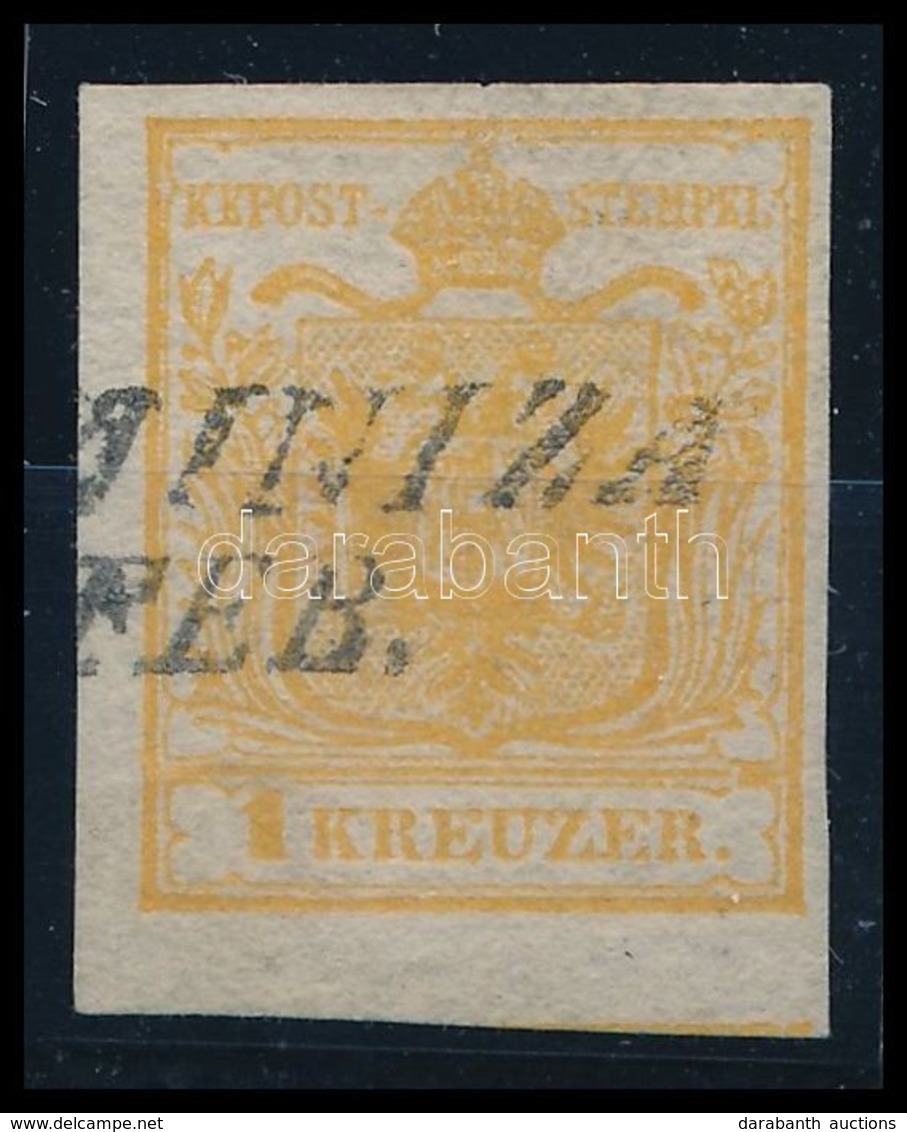 O 1850 1kr Narancs HP Ia / Orange '(KOST)AINIZA' Certificate: Strakosch - Other & Unclassified