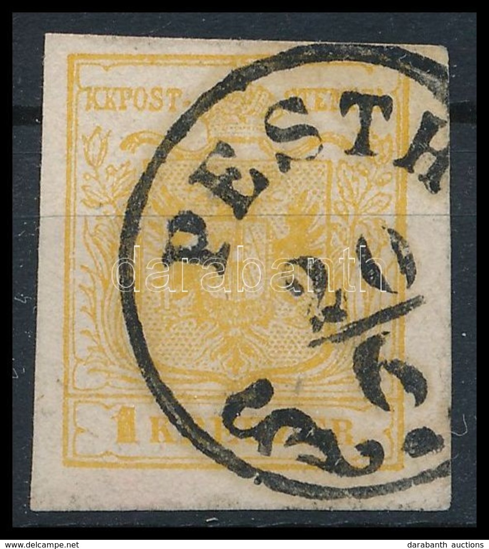 O 1850 1kr Aranysárga MP Ib, Erős Szín / Golden, Strong Colour 'PESTH' Certificate: Babor - Other & Unclassified