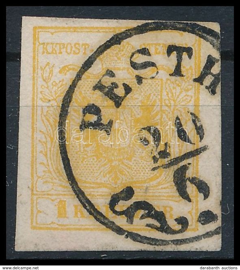 O 1850 1kr Aranysárga MP Ib, Erős Szín / Golden, Strong Colour 'PESTH' Certificate: Babor - Autres & Non Classés