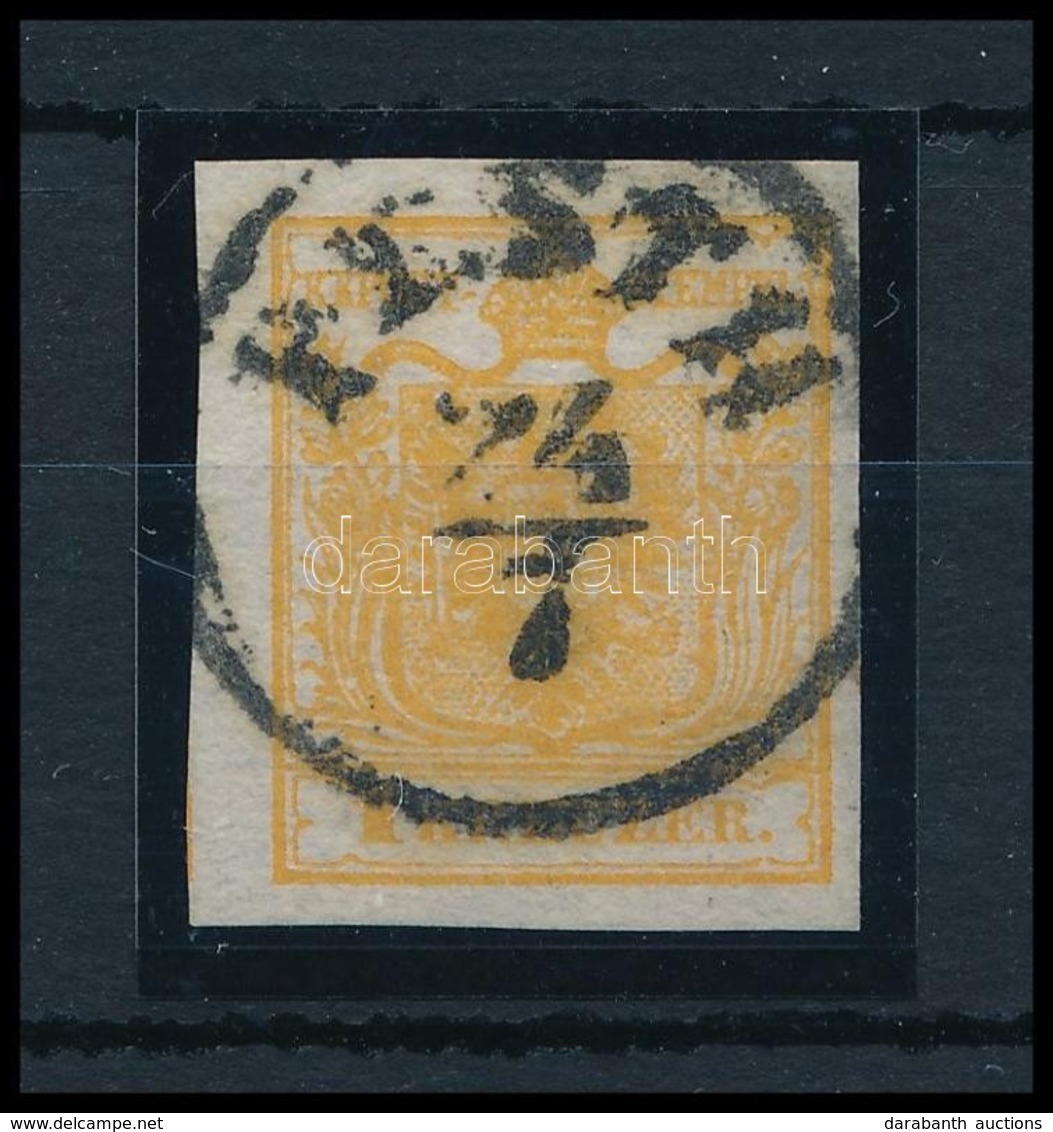O 1850 1kr Narancs HP Ib, II. Lemez / Orange, Plate II 'PESTH' Certificate: Strakosch - Other & Unclassified