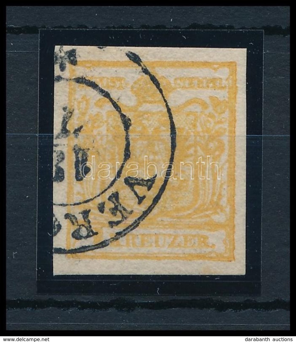 O 1850 1kr Narancs HP III, Túlfestékezett Nyomat / Orange, Overinked 'VER(ŐCE)' Certificate: Strakosch - Other & Unclassified