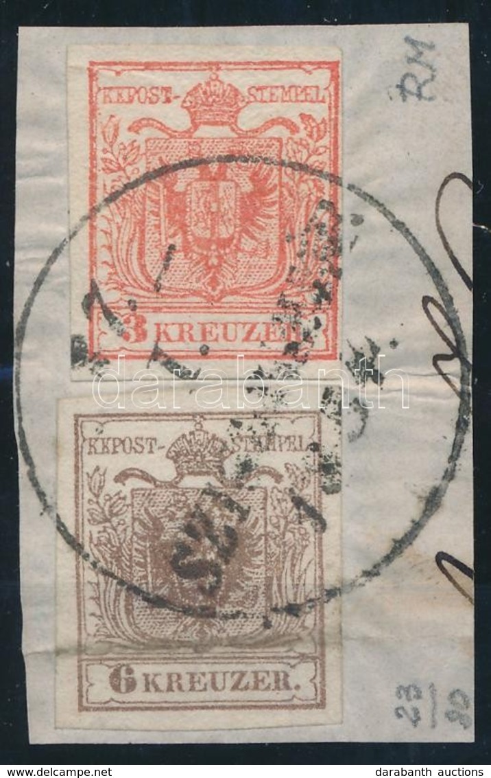 1850 3kr + 6kr Kivágáson / On Cutting 'SZIGETVÁR' (Gudlin 300 P) - Sonstige & Ohne Zuordnung