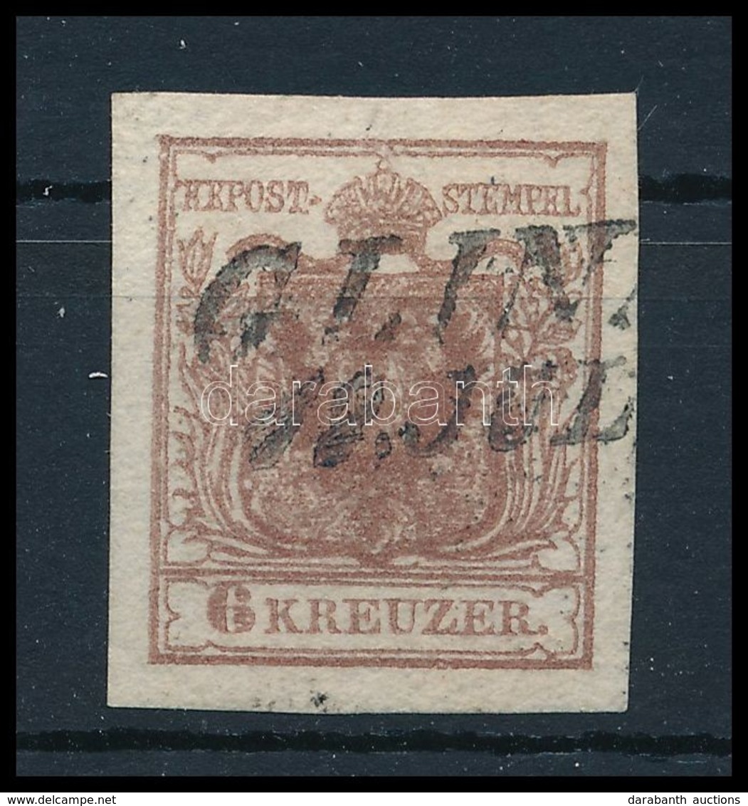 O 1850 6kr Rozsdabarna HP Ib Kiemelt Középrésszel / Rusty Brown, Highlighted Middle Part 'GLIN(A)' Certificate: Steiner - Sonstige & Ohne Zuordnung