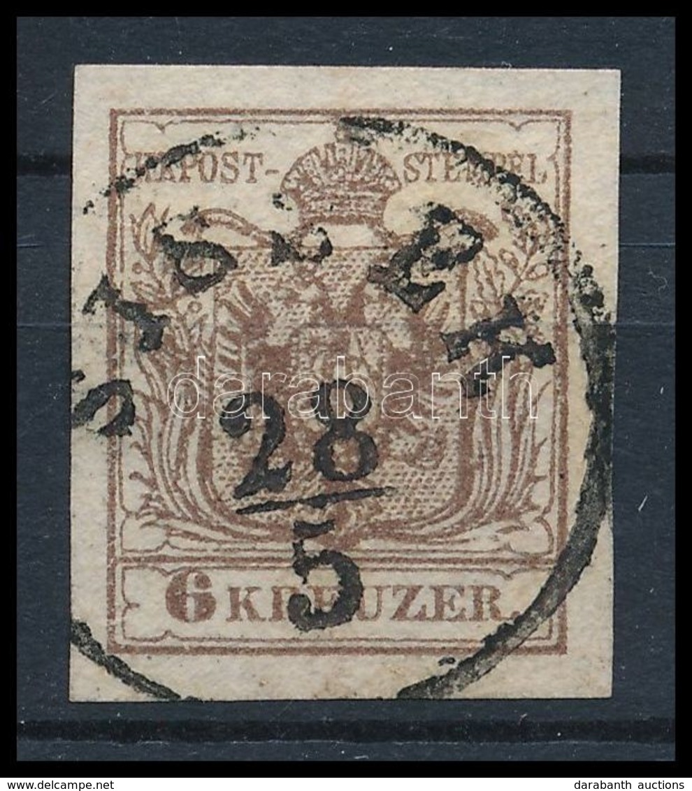 O 1850 6kr Sötétbarna HP III / Dark Brown 'SISSEK' Certificate: Steiner - Autres & Non Classés