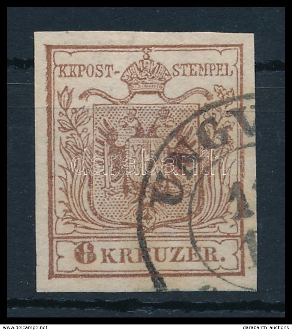 O 1850 6kr Barna HP I ívszéli, Első Nyomat / Brown, First Print With Margin 'UNGV(AR)' Certificate: Steiner - Autres & Non Classés